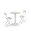 Living And Home (White) 59cm Round Table and 2 Folding Chairs Kitchen Table Chairs Set 4