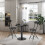 Living And Home (Black) 59cm Round Table and 2 Folding Chairs Kitchen Table Chairs Set 1