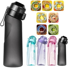 Air-Up Gourde Flavor Pods Bottle, Air Gourde Up Bottle 650ML With 7 Flavor Capsules, Scented Water Bottle（Black）