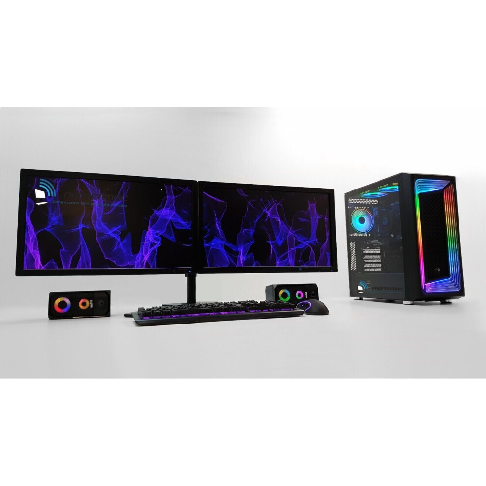 Gaming PC Liquid Cooler Dual Monitor 2x24" RTX 4060 i7-8700 1TB SSD