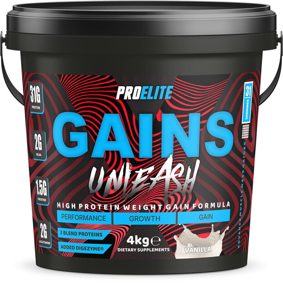 (Vanilla) Gains Weight Gainer 4kg Muscle Mass Protein