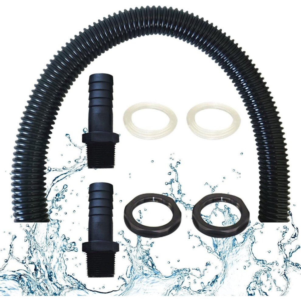 (3/4" BSP, 2 Metres) Water Butt Connector Pipe Link Kit, Connect 2 Rain Tanks Together All Sizes