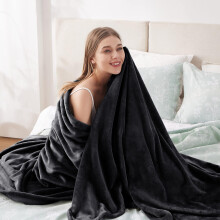 (BLACK, DOUBLE) Warm Soft Large Blanket Mink Faux Fur Fleece Throw
