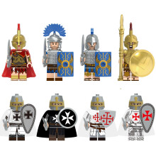 (Style A 8pcs) Medieval series Knights Temple Holy Tomb Teutonic Hospital Warhorse Assembly Building Block Mini Figures Fit Lego Minifigures