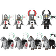 (StyleB 8pcs) Medieval series Knights Temple Holy Tomb Teutonic Hospital Warhorse Assembly Building Block Mini Figures Fit Lego Minifigures