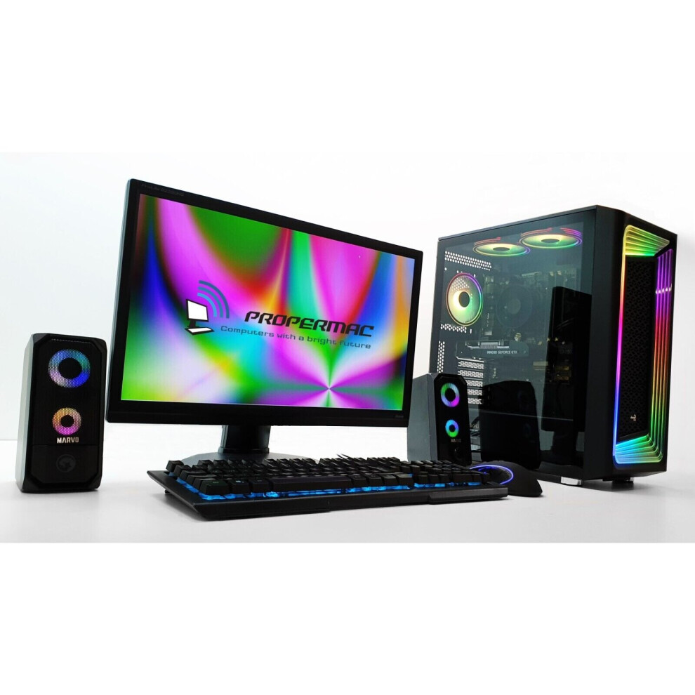 Gaming PC Bundle 24"  Liquid Cooler RTX 3050 i7-7700 1TB M.2 32GB DDR4