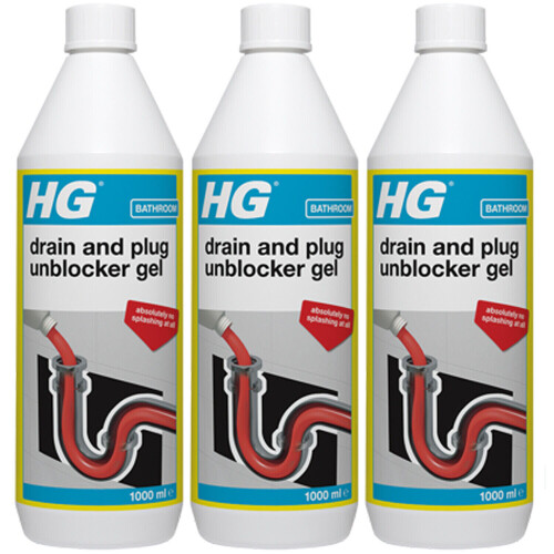 HG 3 x HG Drain and Plug Unblocker Gel 1L
