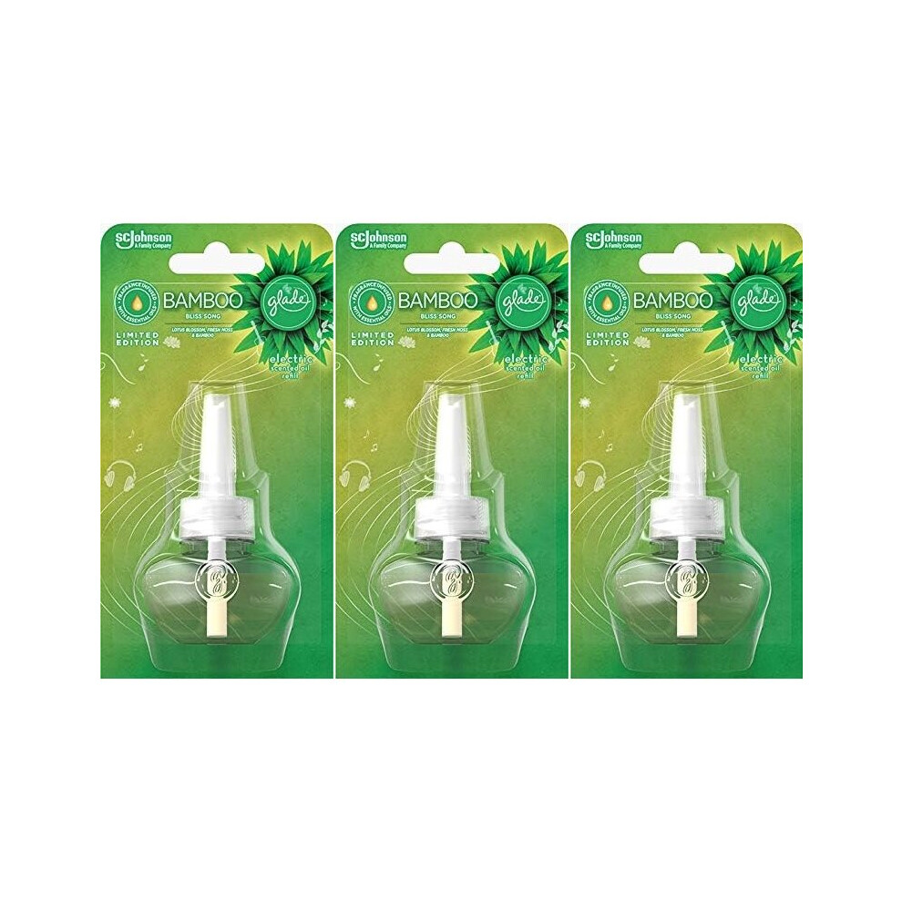 3 X Glade Electric Plug In Refill Bamboo Bliss Song