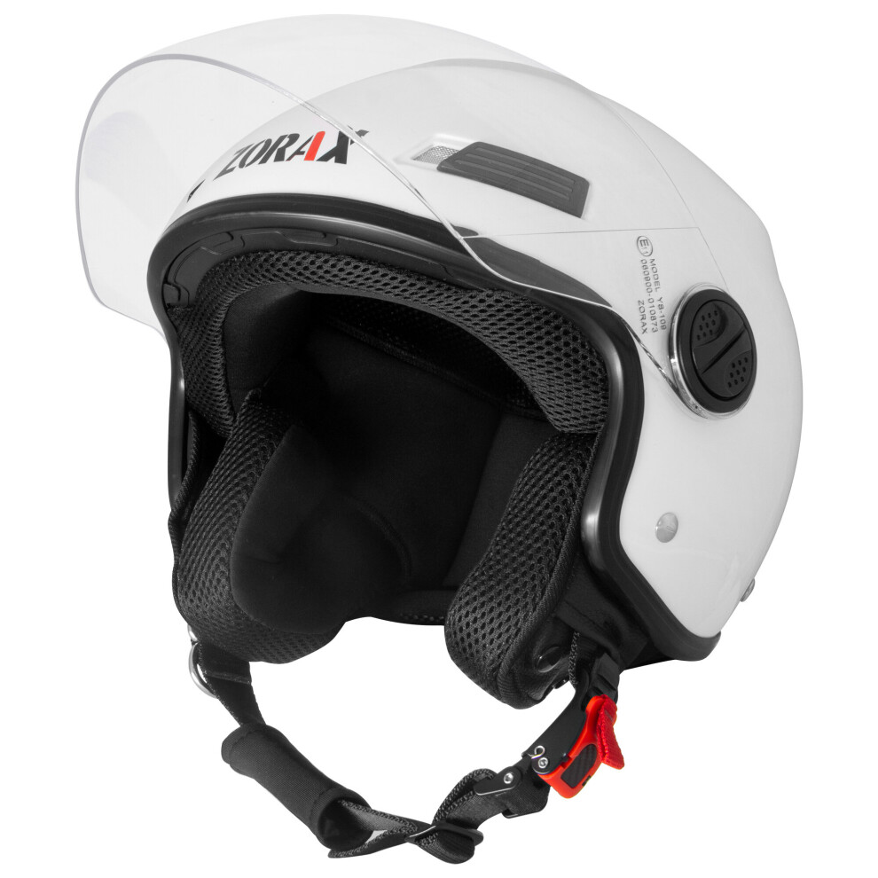 (White, L) ZORAX 609 Motorcycle Helmet Open Face Solid Matt Black Motorbike Crash ECE2206-image-OPC-PCKV67N-NEW