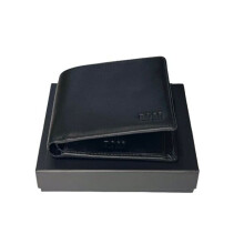 Hugo Boss Men's Asolo Black Genuine Leather Bifold Wallet Card & Coin Great Gift Black