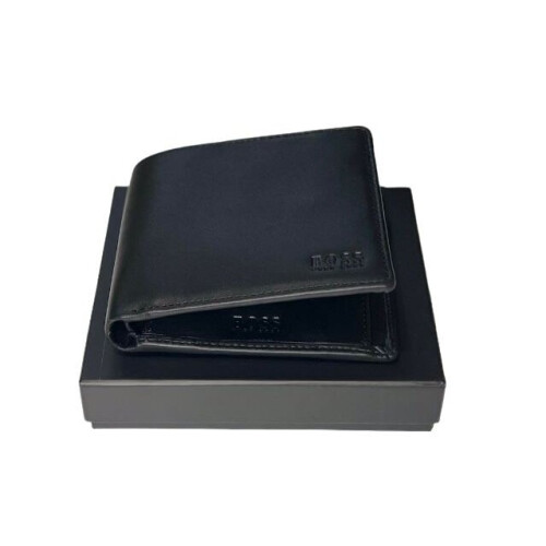 Hugo Boss Men s Asolo Black Genuine Leather Bifold Wallet Card