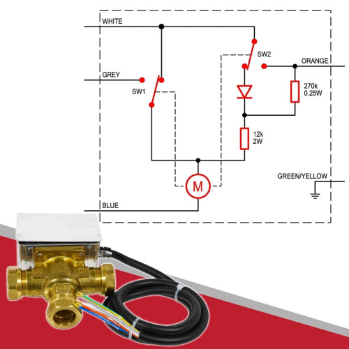 SPARES2GO 22mm Motorised 3 Port Mid Position Valve for Boiler Central Heating Control 1