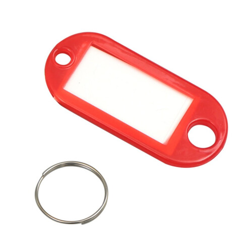 (Red) 50 Pcs Keys Tags Practical Keys Labels with Split Ring and Label Window Keys Identifiers Luggage Tags Keychain Label Tag 2