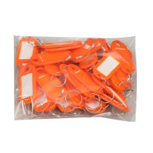 (Orange) 50 Pcs Keys Tags Practical Keys Labels with Split Ring and Label Window Keys Identifiers Luggage Tags Keychain Label Tag