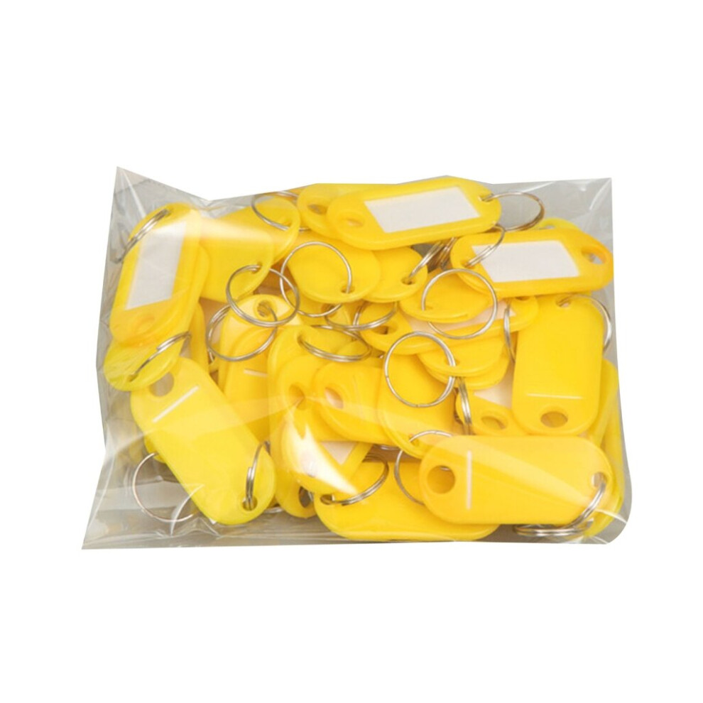 (Yellow) 50 Pcs Keys Tags Practical Keys Labels with Split Ring and Label Window Keys Identifiers Luggage Tags Keychain Label Tag