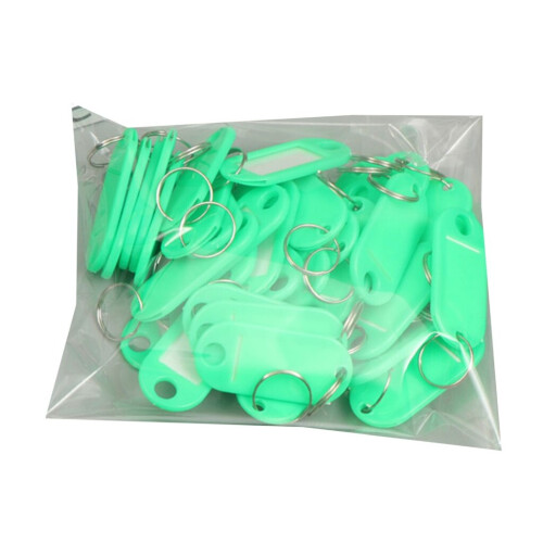 (Emerald) 50 Pcs Keys Tags Practical Keys Labels with Split Ring and Label Window Keys Identifiers Luggage Tags Keychain Label Tag