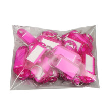 (Rose Red) 50 Pcs Keys Tags Practical Keys Labels with Split Ring and Label Window Keys Identifiers Luggage Tags Keychain Label Tag