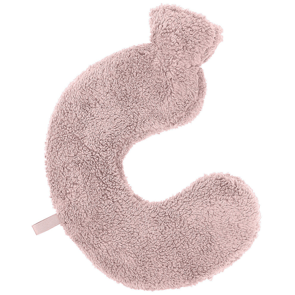 (Blush Pink) Neck Shoulder Hot Water Bottle Teddy Fur Curved Pain Reliever Relax Neck Muscles