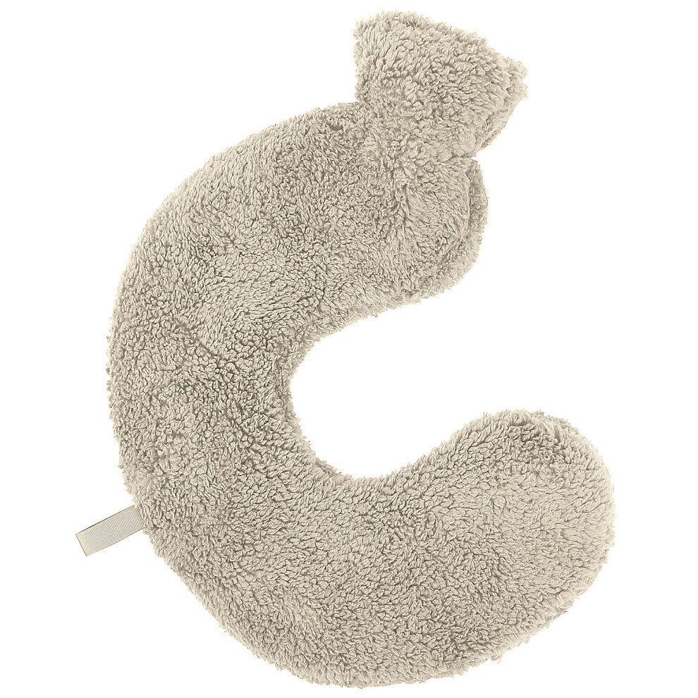 (Cream) Neck Shoulder Hot Water Bottle Teddy Fur Curved Pain Reliever Relax Neck Muscles