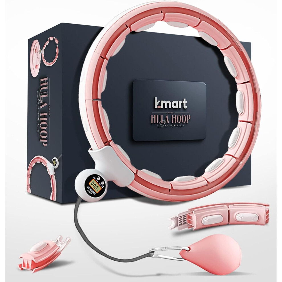 (Pink) K-Mart Smart Weighted Hula Hoop Pro with Counter