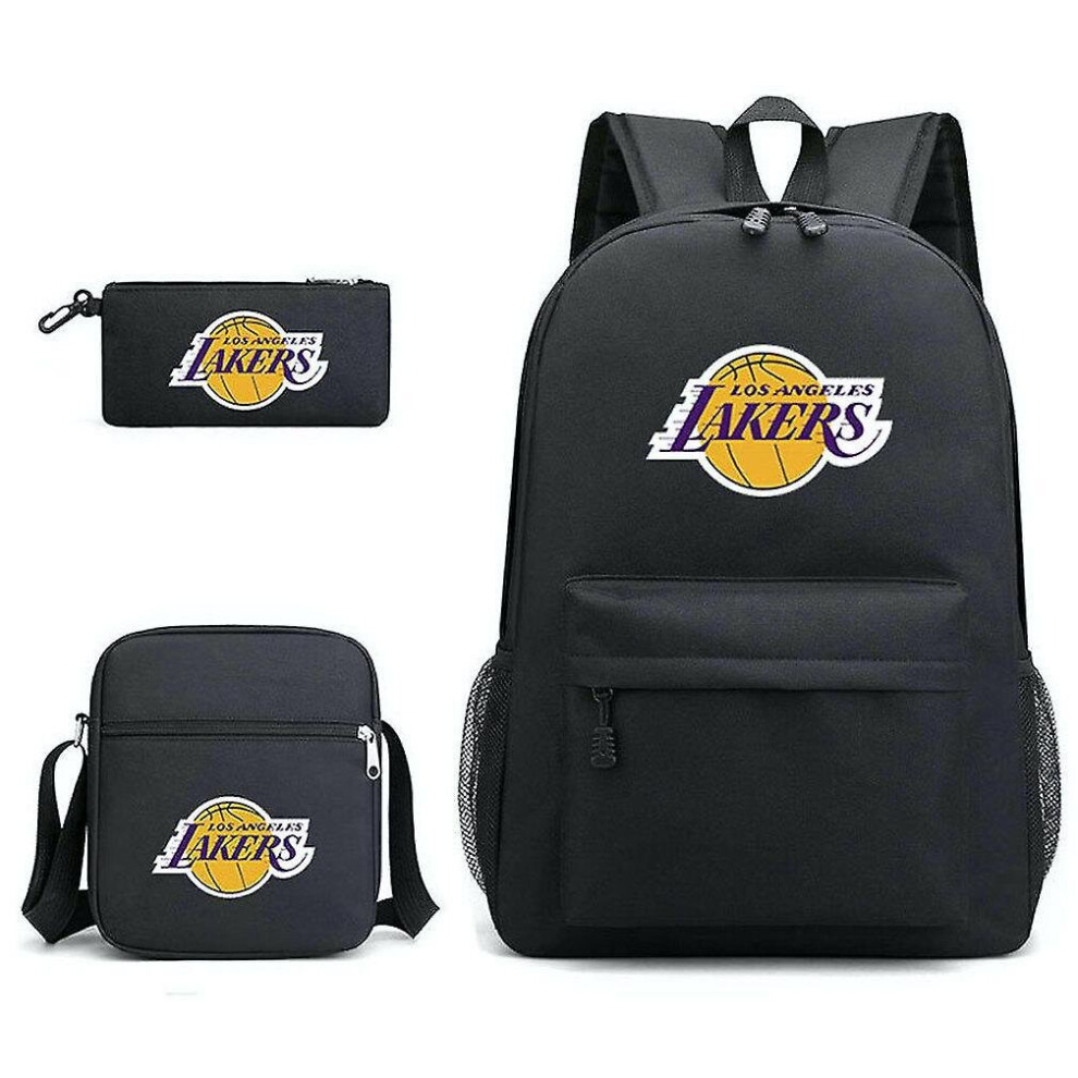 3pcs/set Basketball Star School Bag The Team Of L.a. Lakers Satchel Backpack With Pencil Bag Messenger Bag