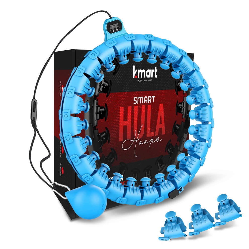 (Blue) Adjustable Fitness Exercise Weighted Hula Hoop