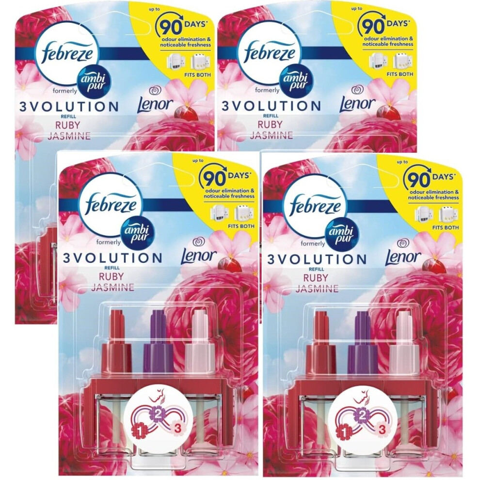 4 x 20ml Febreze 3Volution Plug in refill - Ruby Jasmine