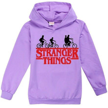 (Purple, 11-12 Years) Girls Stranger Things Printed Hoodie Kids Hooded Pullover Sweatshirt Casual Long Sleeve Hoody Tops 9-14 Years