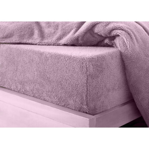 (Lilac, King) Teddy Extra deep Fleece Fur Fitted Bed Sheet