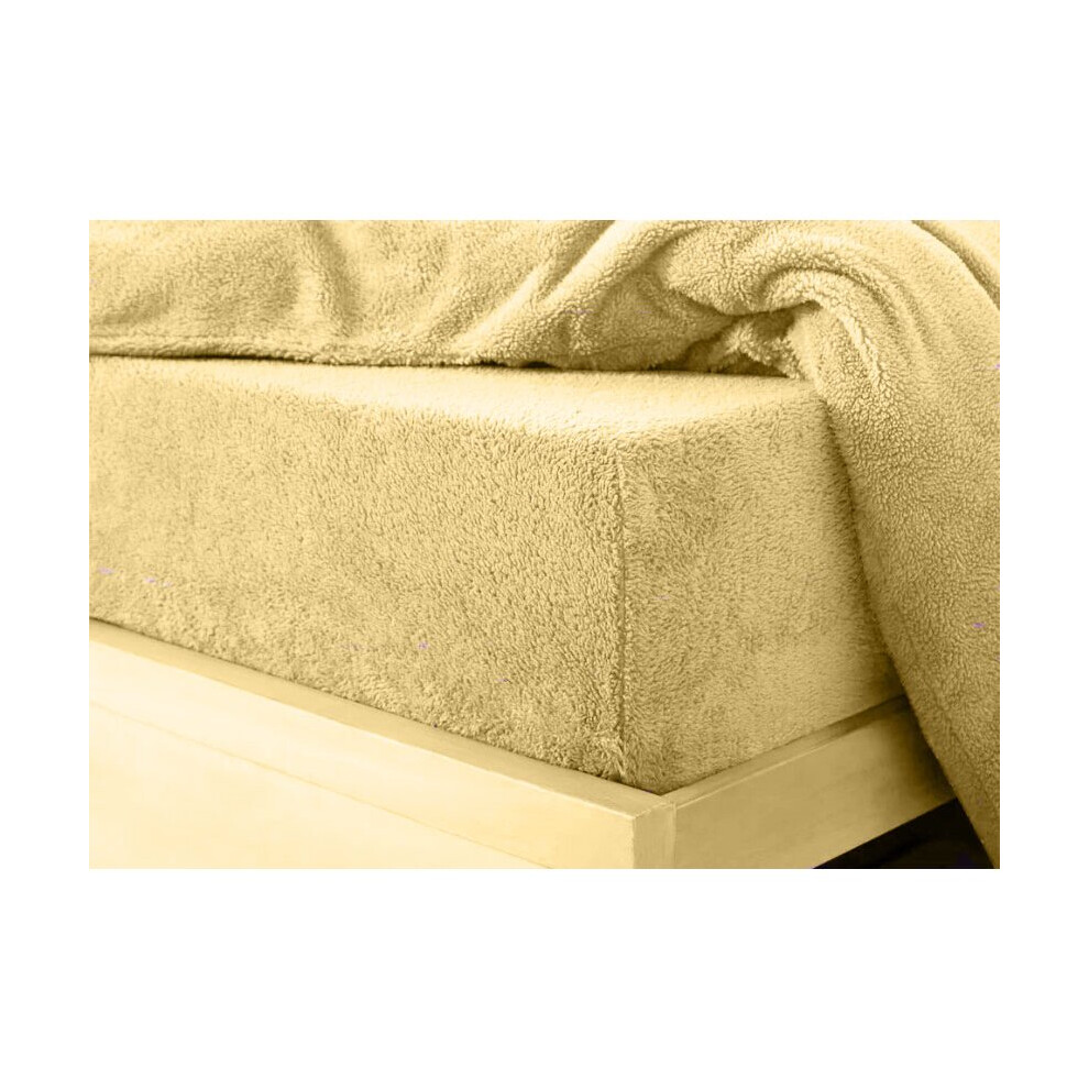(Ochre , Single) Teddy Extra deep Fleece Fur Fitted Bed Sheet-image-OPC-PCKXRNS-NEW