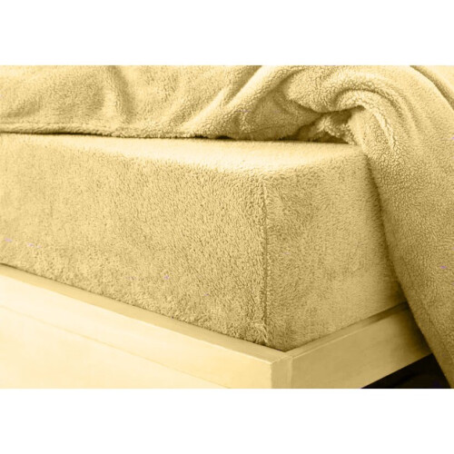 (Ochre , King) Teddy Extra deep Fleece Fur Fitted Bed Sheet