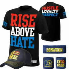 ( Black, XL(Fit 170-180cm tall)) T shirt Hat cap Wristbands Sweatband boys mens for John Cena children 5pcs