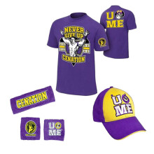 ( Purple, L (Fit 165-170cm tall)) T shirt Hat cap Wristbands Sweatband boys mens for John Cena children 5pcs