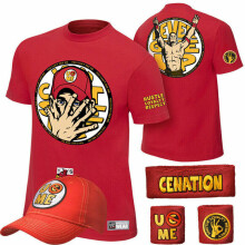 ( Red, XS (Fit 140-150cm tall)) T shirt Hat cap Wristbands Sweatband boys mens for John Cena children 5pcs