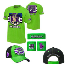 ( Green, L (Fit 165-170cm tall)) T shirt Hat cap Wristbands Sweatband boys mens for John Cena children 5pcs