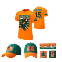 ( Orange, XXS (Fit 130-140cm tall)) T shirt Hat cap Wristbands Sweatband boys mens for John Cena children 5pcs