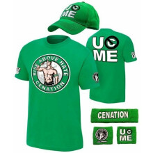 ( Green 2, M (Fit 160-165cm tall)) T shirt Hat cap Wristbands Sweatband boys mens for John Cena children 5pcs