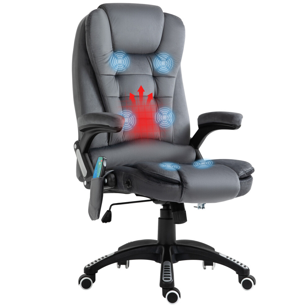 Vinsetto Office Chair W/ Heating Massage Points Relaxing Reclining Grey