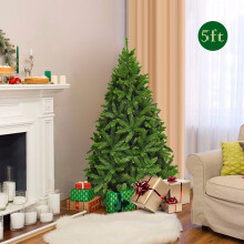 5FT Christmas Spruce Tree Unlit Easy Assembly w/ Foldable Metal Stand