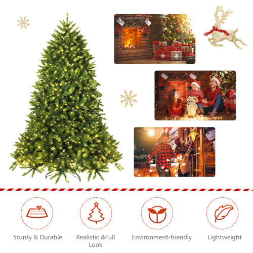 Casart 5FT Christmas Pre-lit Tree 8 Lighting Modes Xmas Foldable Metal Stand 2
