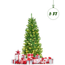 5 FT Pre-lit Christmas Pencil Tree Xmas with Metal Stand Easy Assembly