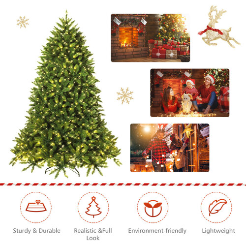 Casart 6FT Christmas Pre-lit Tree 8 Lighting Modes Xmas Foldable Metal Stand 2