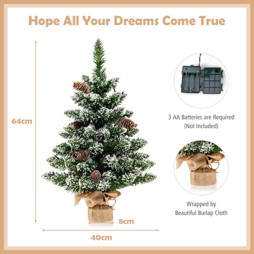 Costway 2FT Tabletop Christmas Tree Pre-lit Mini Xmas Tree w/ 8 Lighting Mode 1