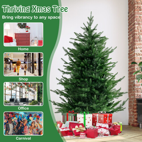 Costway 4.5FT Pre-lit Christmas Tree 8 Lighting Modes Folding Metal Stand Xmas 2