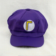 (Waluigi) Super Mario Bros Hat Mario Luigi Wario Waluigi Cap Costume Cosplay Outfit
