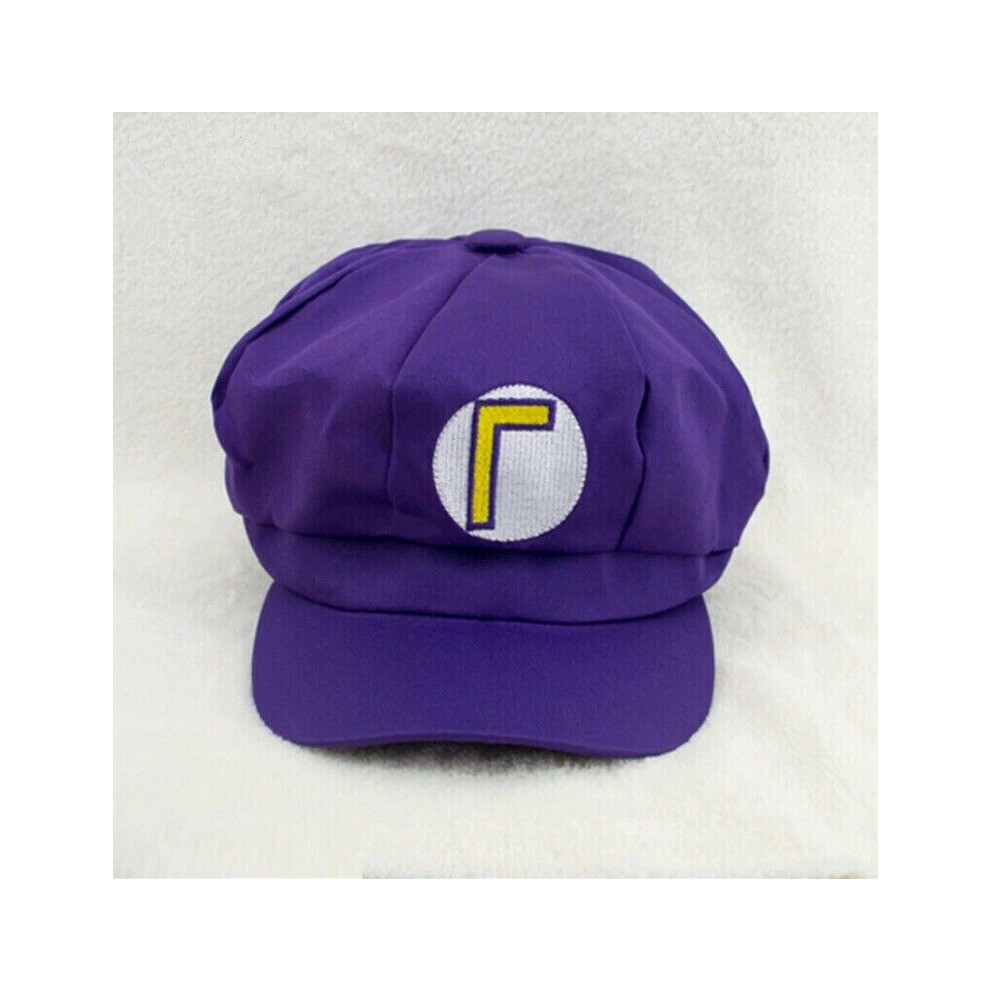 (Waluigi) Super Mario Bros Hat Mario Luigi Wario Waluigi Cap Costume Cosplay Outfit