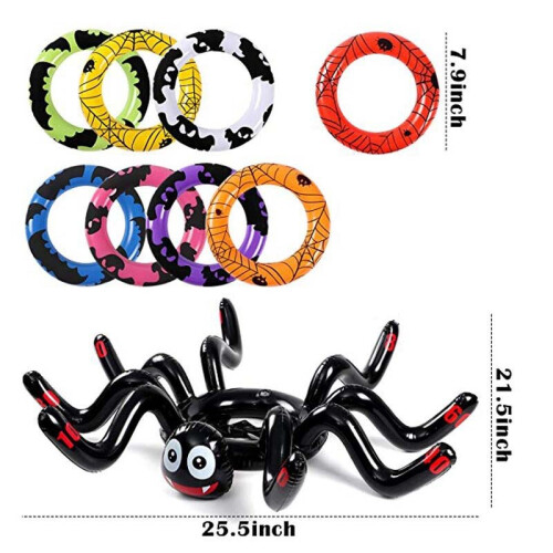 Halloween Inflatable Spider Ring Toss Game With 8 Rings