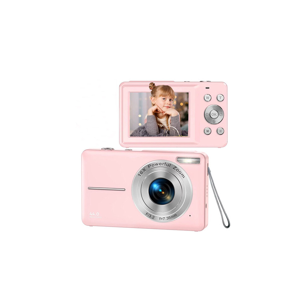 (Pink) Kids Digital Camera FHD 1080P 44MP 16x Digital Zoom  for Point