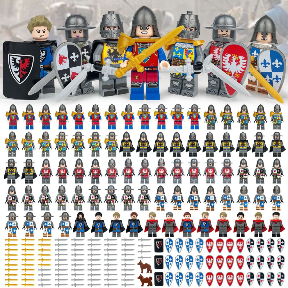 84 Medieval Knights, Military Dragon Soldiers, Medieval Castle Building Blocks Dolls Toys