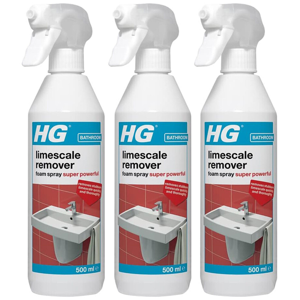 3 x HG Limescale Remover Foam Spray Super Powerful - 500ml